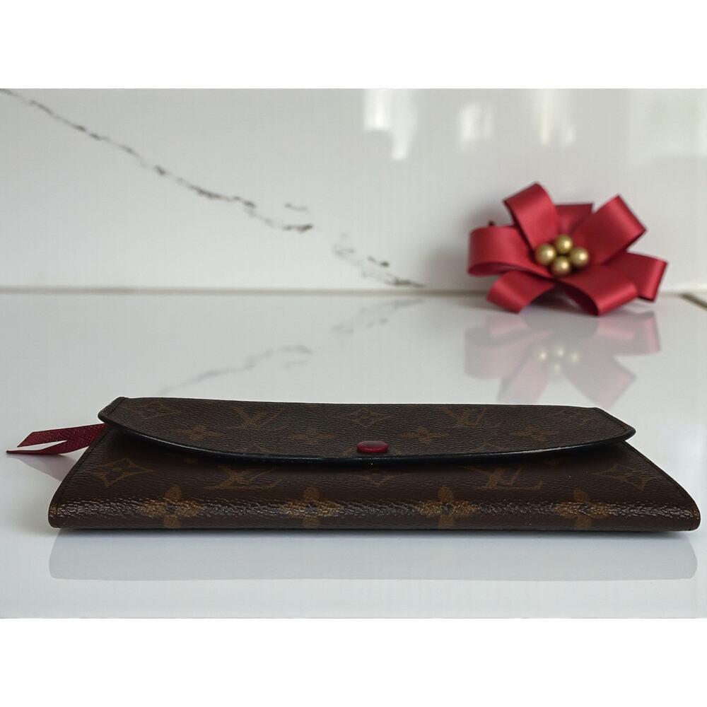 Authentic Louis Vuitton Emilie Logo Canvas Pink Leather Wallet & Gold Chain COA - Picture 9 of 14